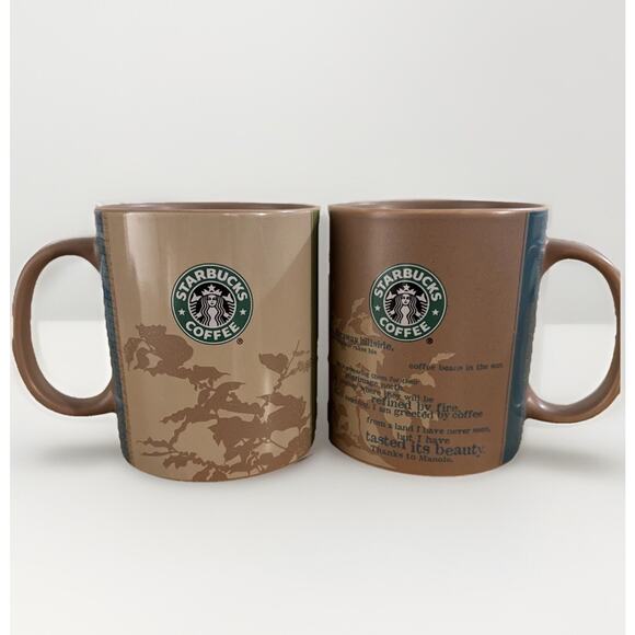 Pair Of Starbucks Mug 2006 Origin of the Coffee Thanks to Manolo 18 Oz - Picture 1 of 4